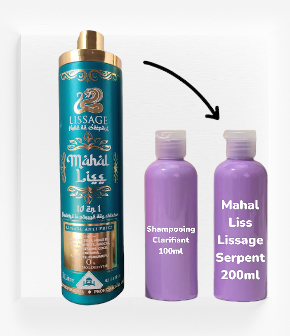 Lissage Indien à l'huile de Serpent - Mahal Liss 200ml + shampoing préparation offerte
