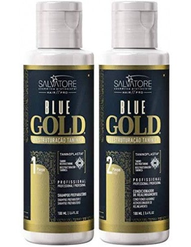 Salvatore Blue Gold - Lissage au Tanin - Salvatore Hair Pro 2x100ml + soin offert
