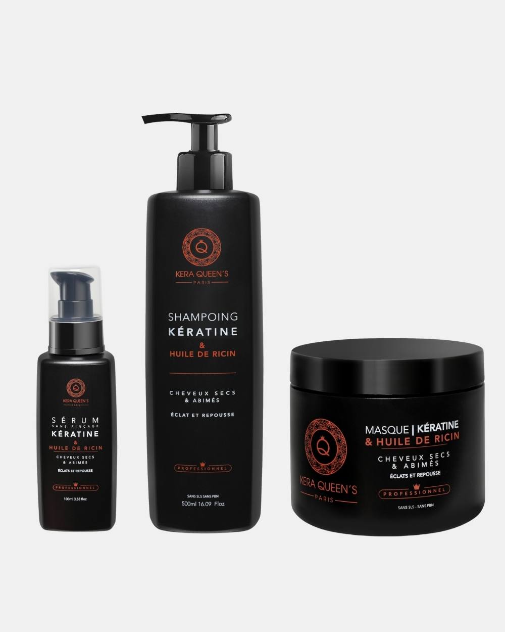 KERA QUEEN'S - Kératine x Ricin - Trio  shampoing, masque & sérum