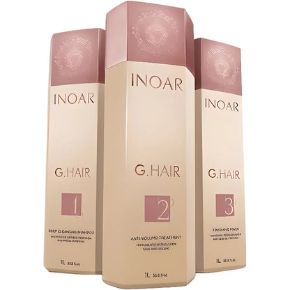 Inoar | Gamme G-HAIR | Kit lissage Brésilien 3X1L