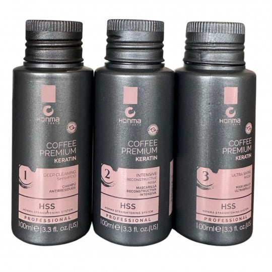 Mini-kit lissage brésilien Coffee Premium Honma Tokyo 3 x 100 ml