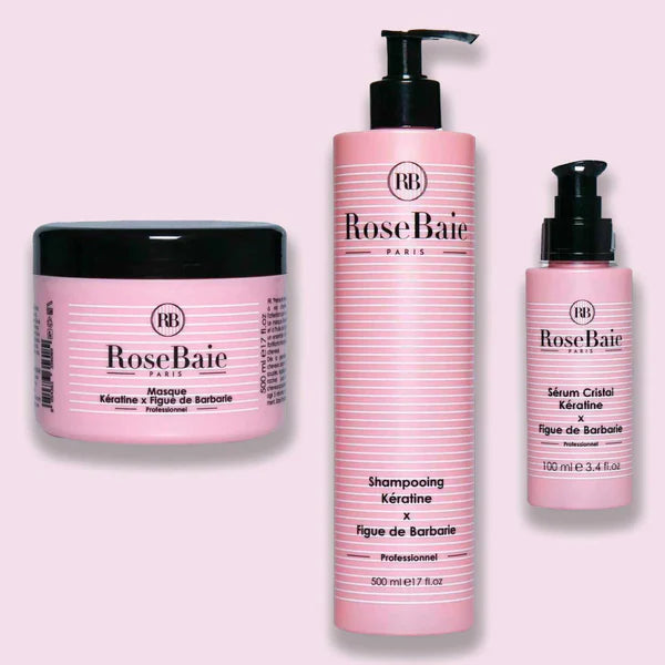 RoseBaie | Kératine x Figue de Barbarie | Trio shampoing masque & sérum