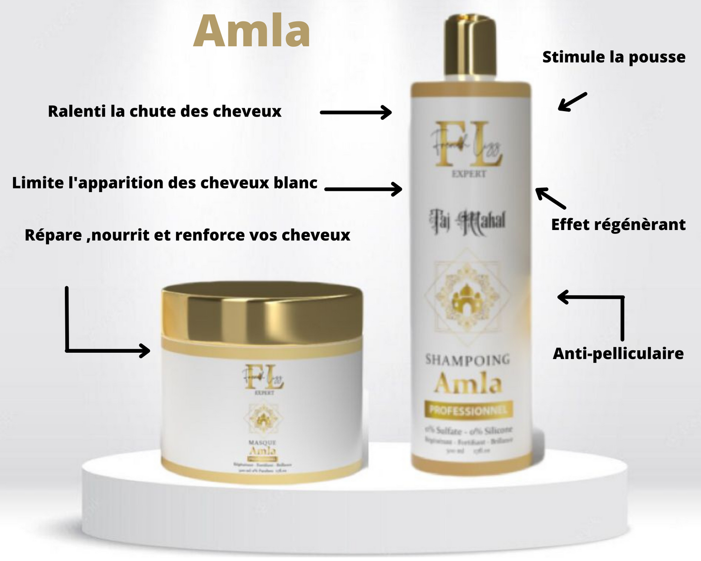 Soins Pour Cheveux French Lizz Amla huile indien soin sans sulfate 3 produits