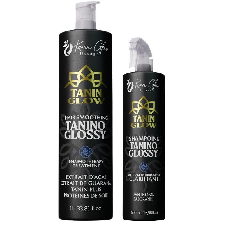 KERAGLOW | Tanino Glow | Lissage protéine de soie - 1L + Spray lissant