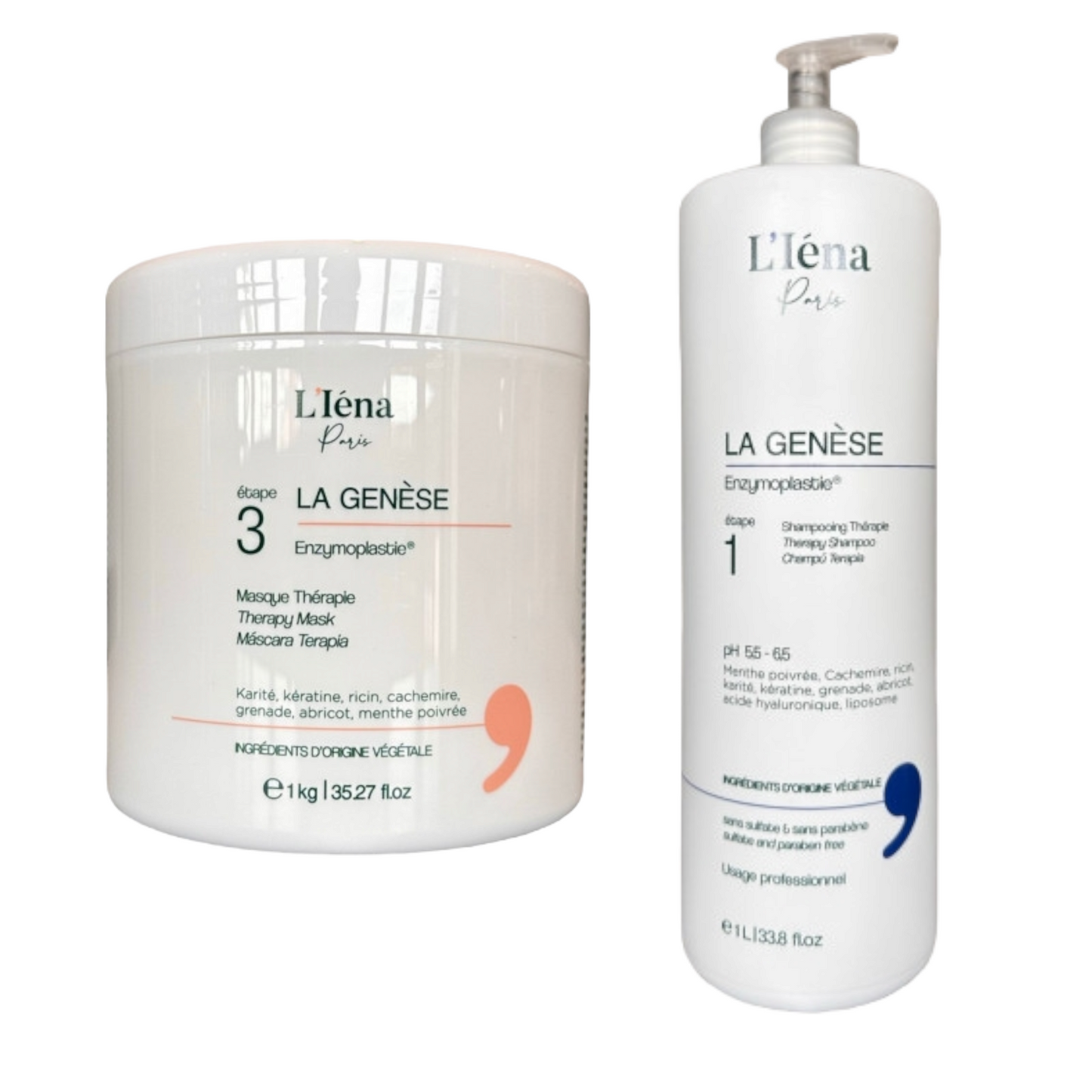 Shampooing masque d'entretien La Genèse L'Iéna Paris sans sulfate/parabene 2x1L