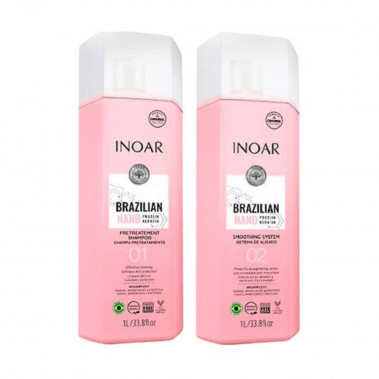 Kit lissage brésilien Brazilian Nano Protein Keratin Inoar 2 produits de 1 L