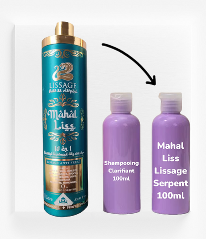 Lissage Indien à l'huile de  Serpent - Mahal Liss 100ml + 50ml de shampooing préparation