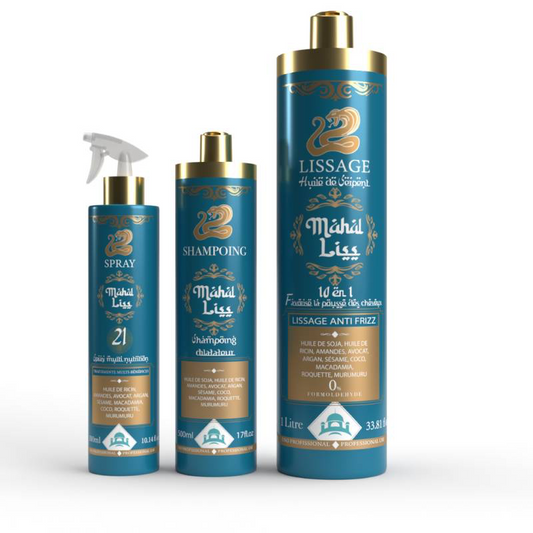 Lissage Mahal Liss Huile de serpent kit 2x1 L + spray finalisation