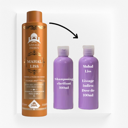 Mahal liss lissage indien kit 100ml+ 50ml de shampooing préparation offert